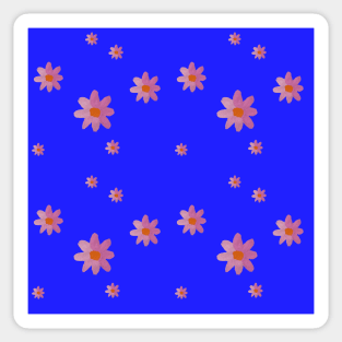 Light to Darker Pink Flowers in Blue Sticker